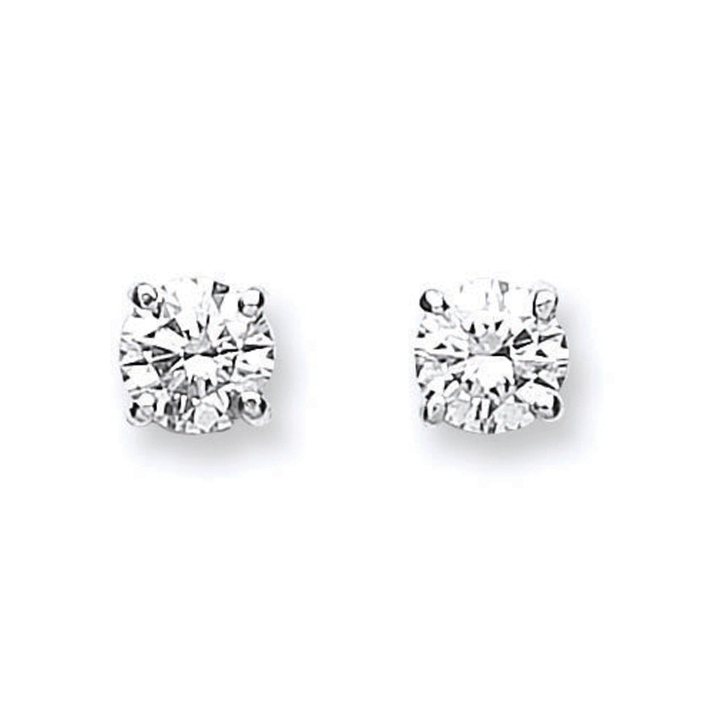 18ct White Gold Claw Set Diamond Stud Earrings