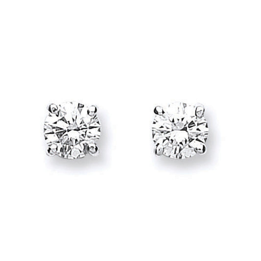 18ct White Gold Claw Set Diamond Stud Earrings