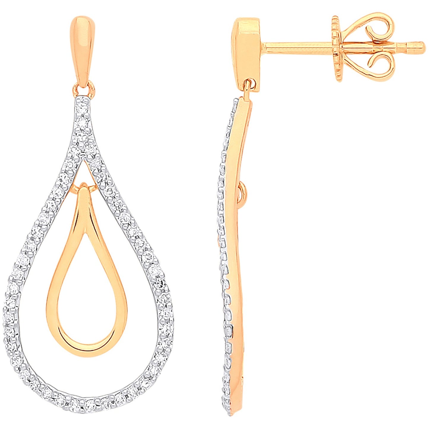 9ct Gold Diamond Drop Earrings