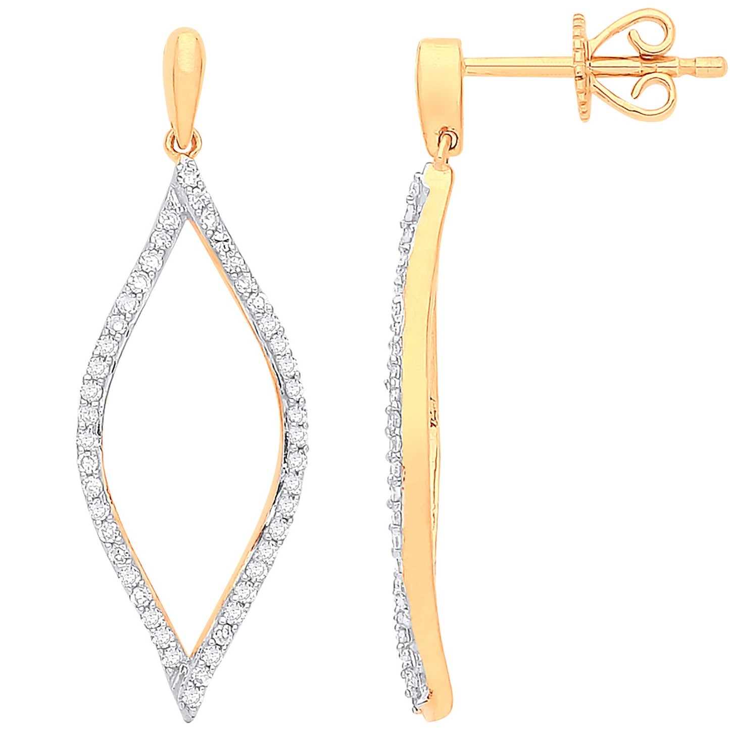 9ct Gold Diamond Drop Earrings