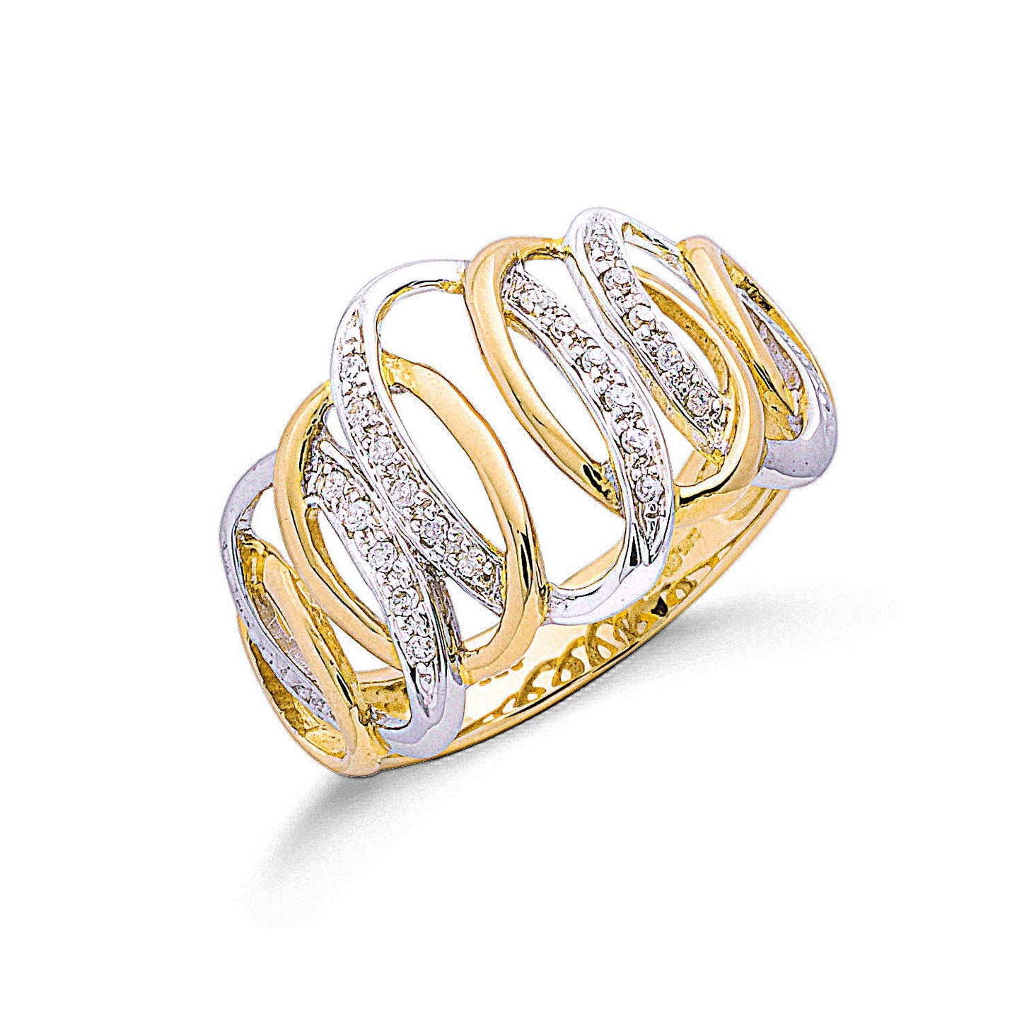 9ct Two Colour Gold Diamond Ring