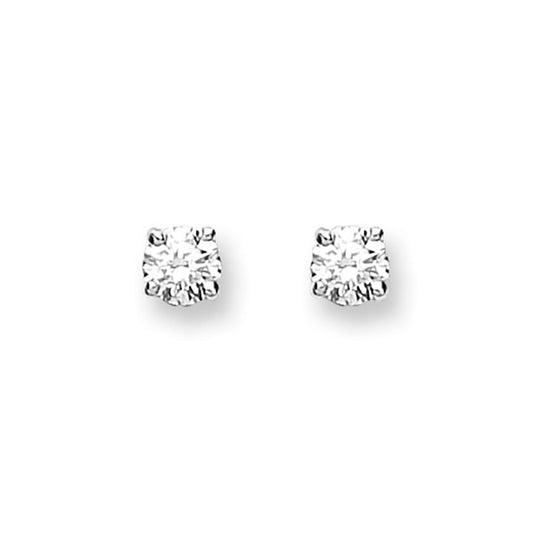 9ct White Gold Claw Set Diamond Stud Earrings