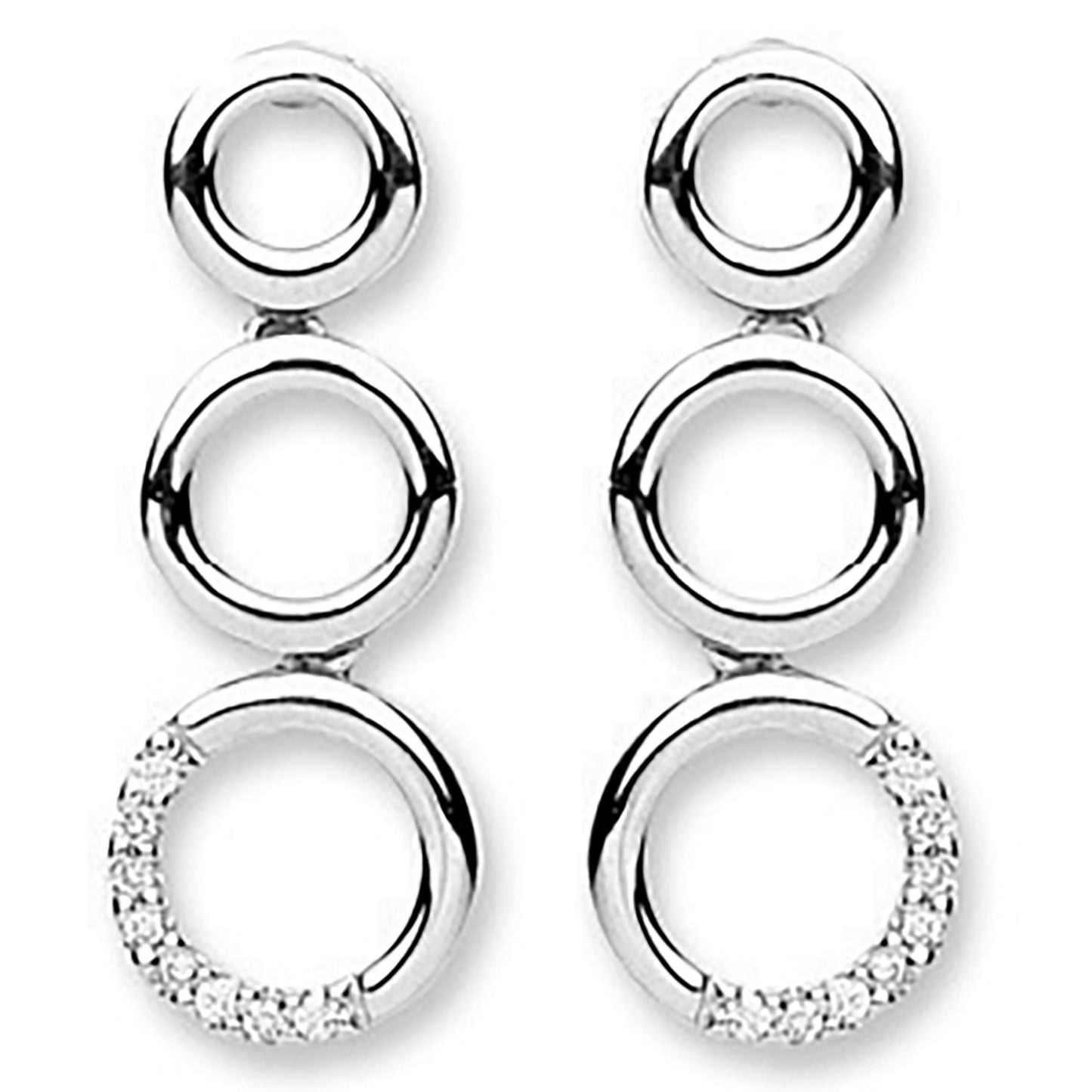 9ct White Gold Diamond Drop Earrings