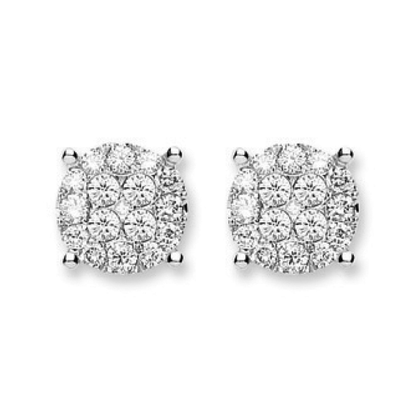 18ct White Gold Cluster Diamond Studs