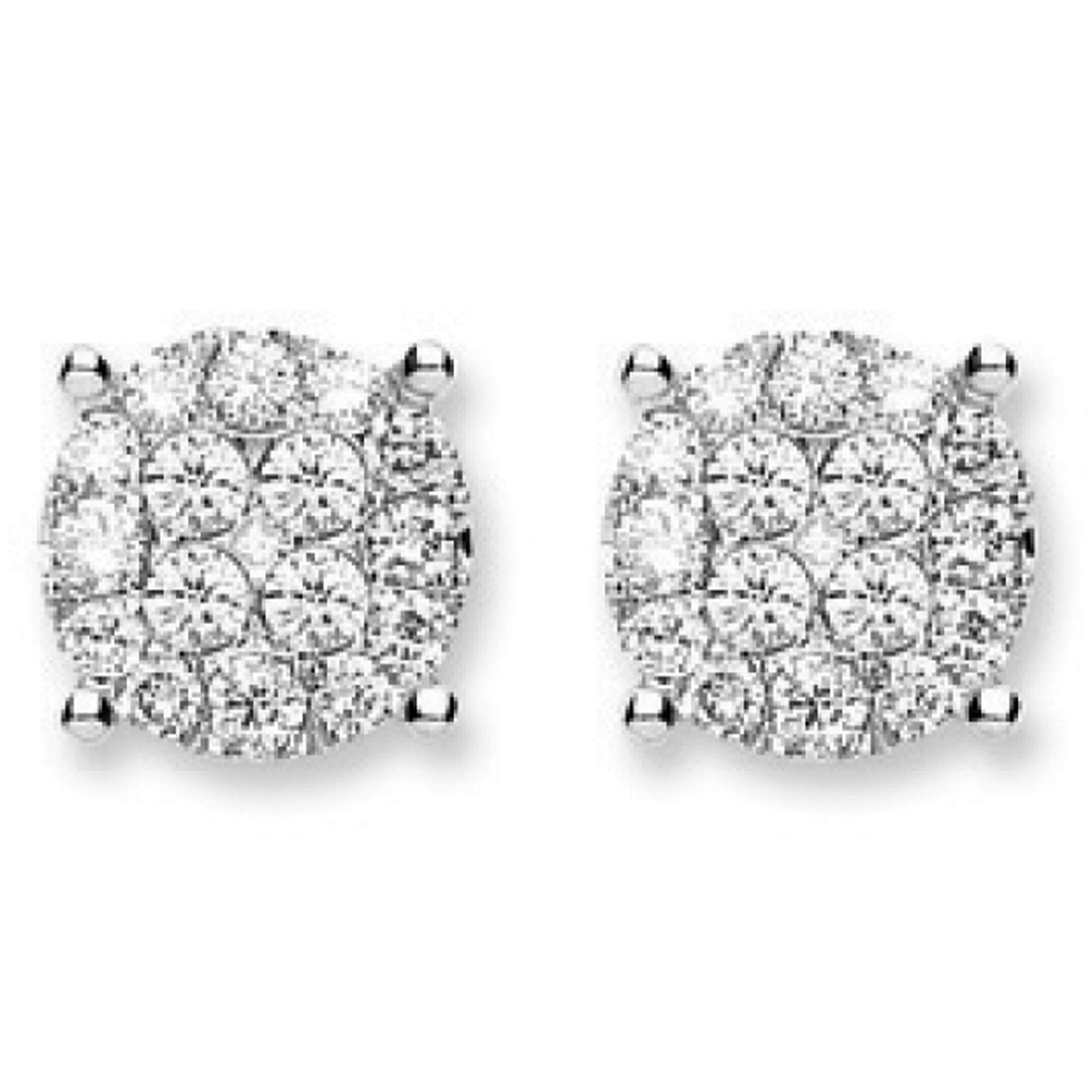 18Ct White Gold Cluster Diamond Studs