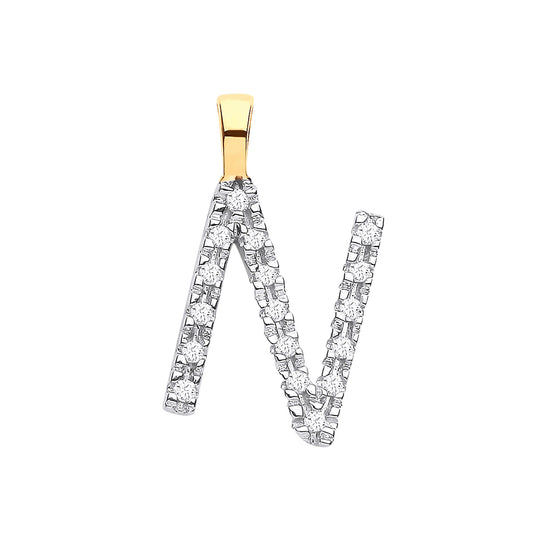 Diamond Initial Pendant - Letter N