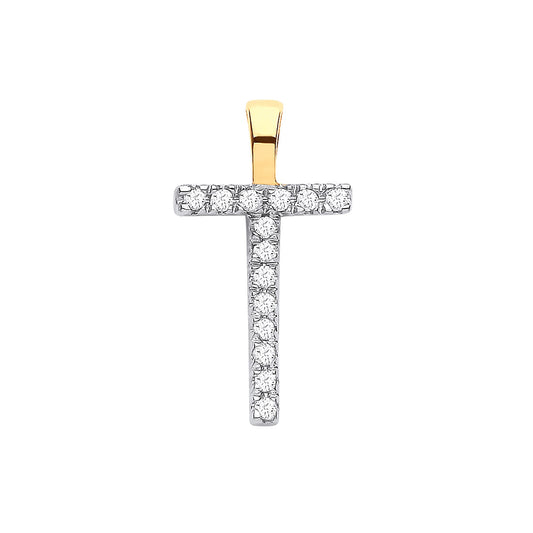 Diamond Initial Pendant - Letter T