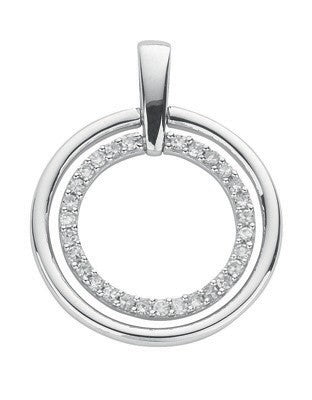 9ct White Gold Diamond Circle Pendant