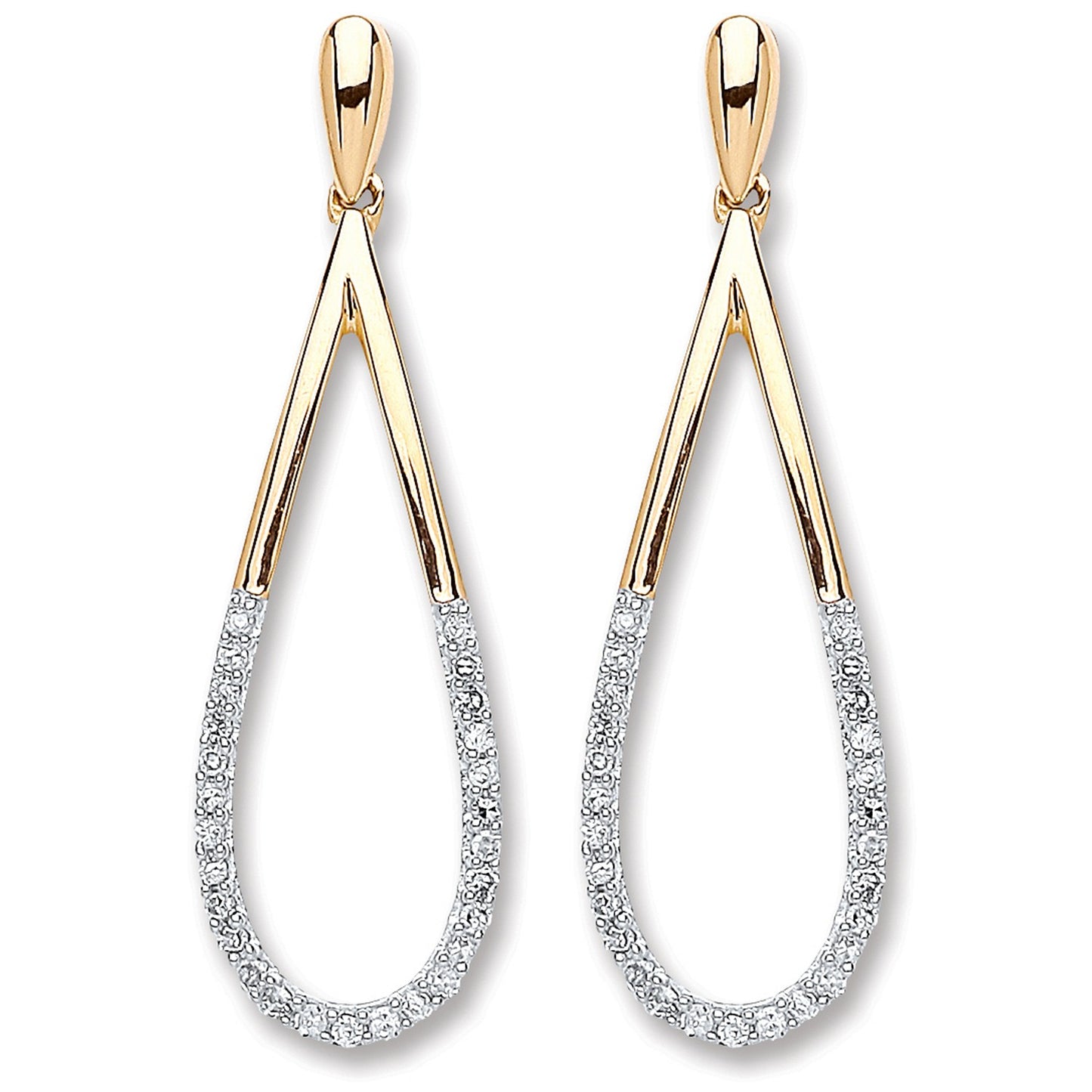 9ct Gold Diamond Drop Earrings