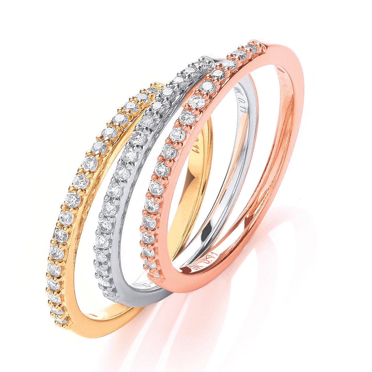 9ct White and Rose Gold Diamond Half Eternity Ring Set