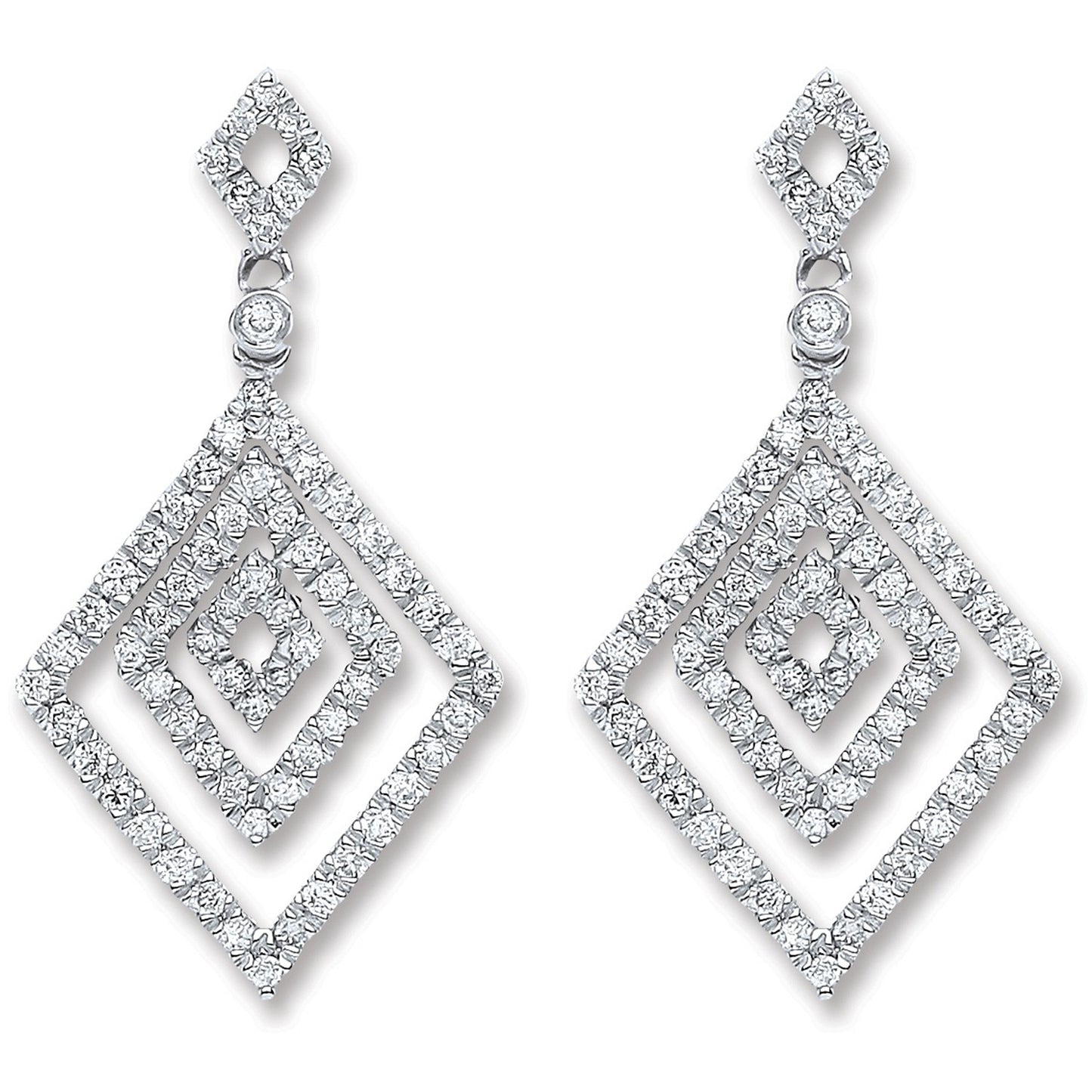 18ct White Gold Diamond Drop Earrings
