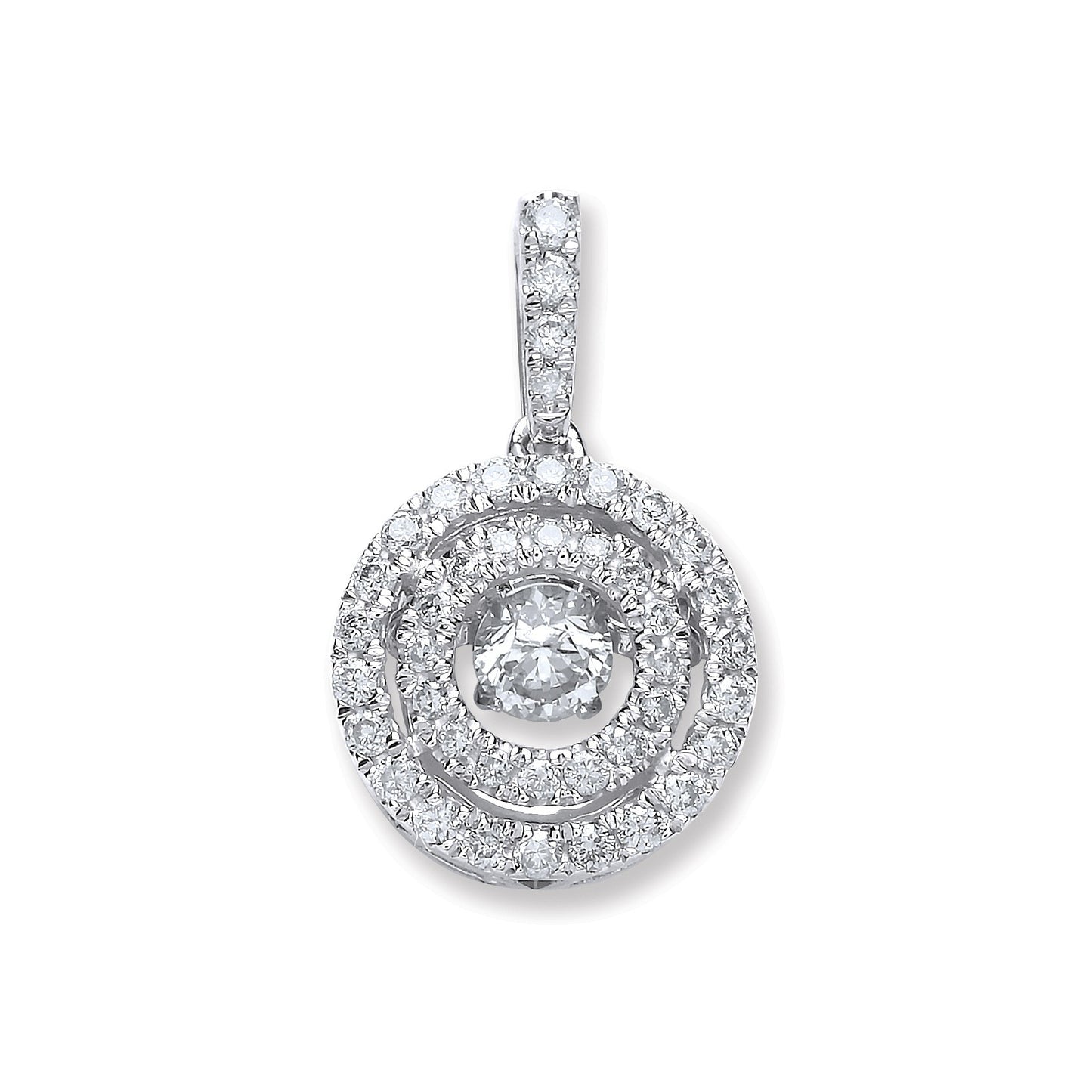 White Gold Dancing Diamond Circle Pendant