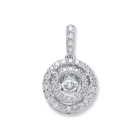 White Gold Dancing Diamond Circle Pendant