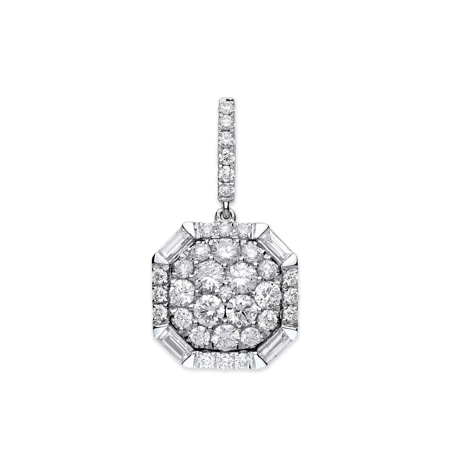 White Gold Brilliant & Baguette Cut diamond pendant