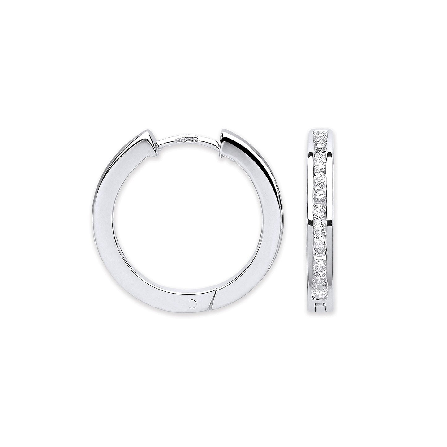9ct White Gold Diamond Hoop Earrings