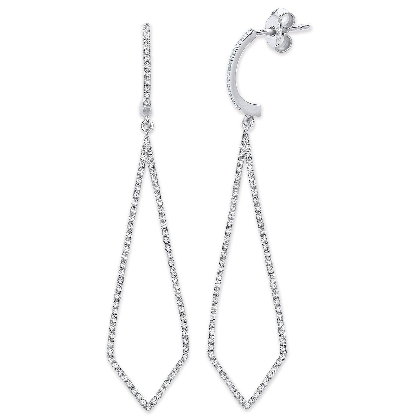 9ct White Gold Diamond Drop Earrings