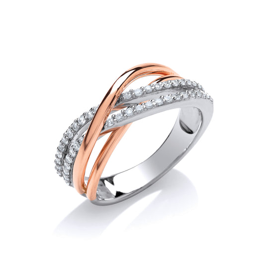9ct White & Rose Gold Diamond Dress Ring