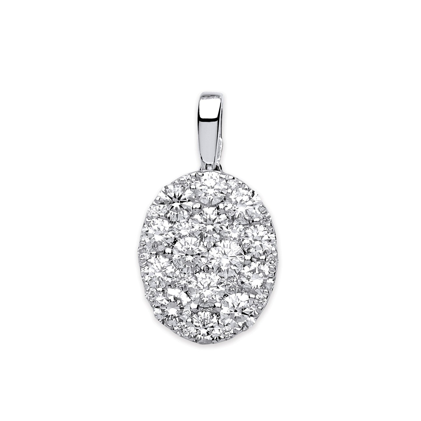 White Gold Oval Pave Pendant