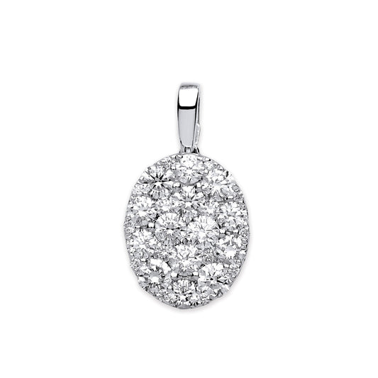 White Gold Oval Pave Pendant
