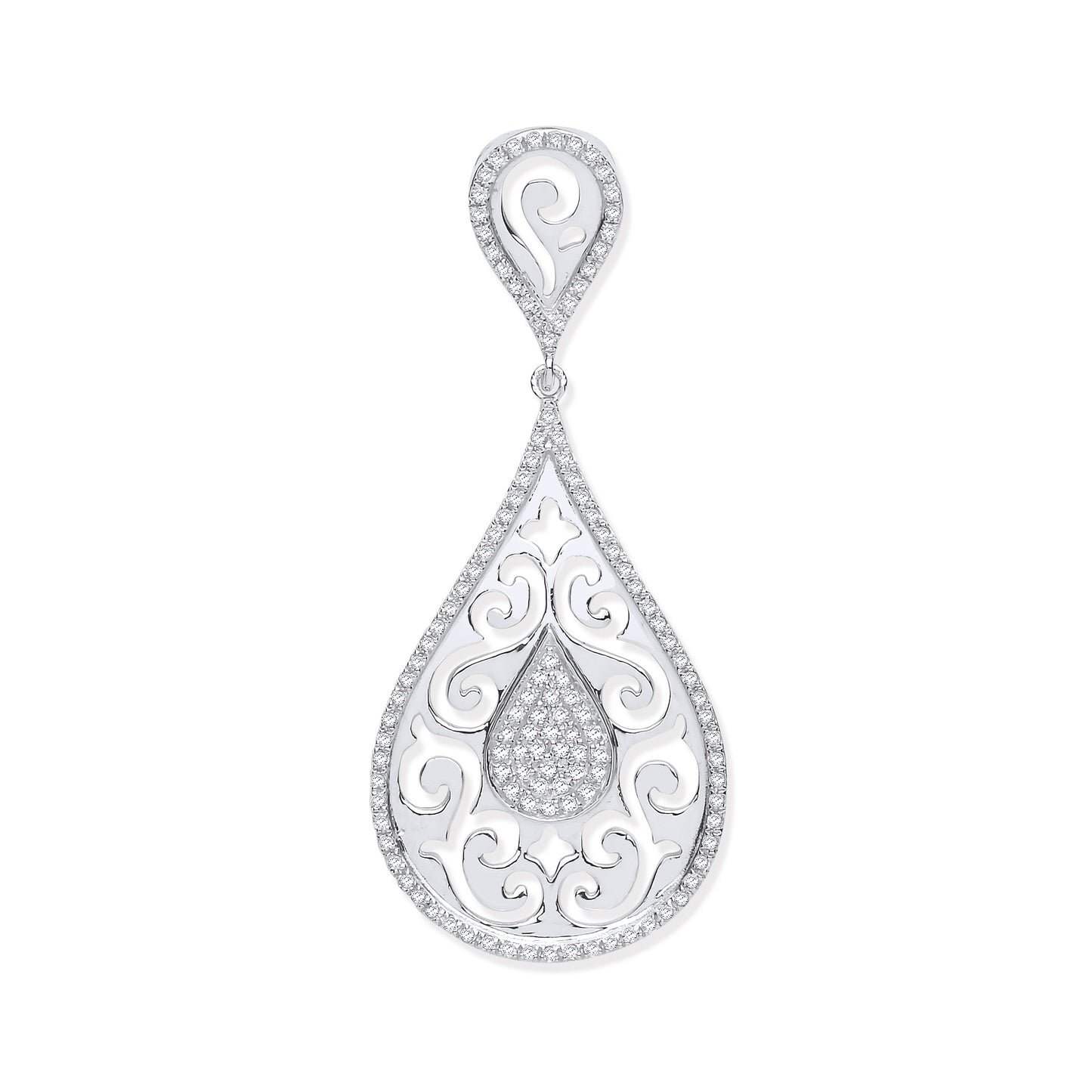 White Gold Pear Shaped Diamond Pendant