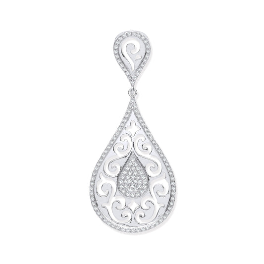 White Gold Pear Shaped Diamond Pendant