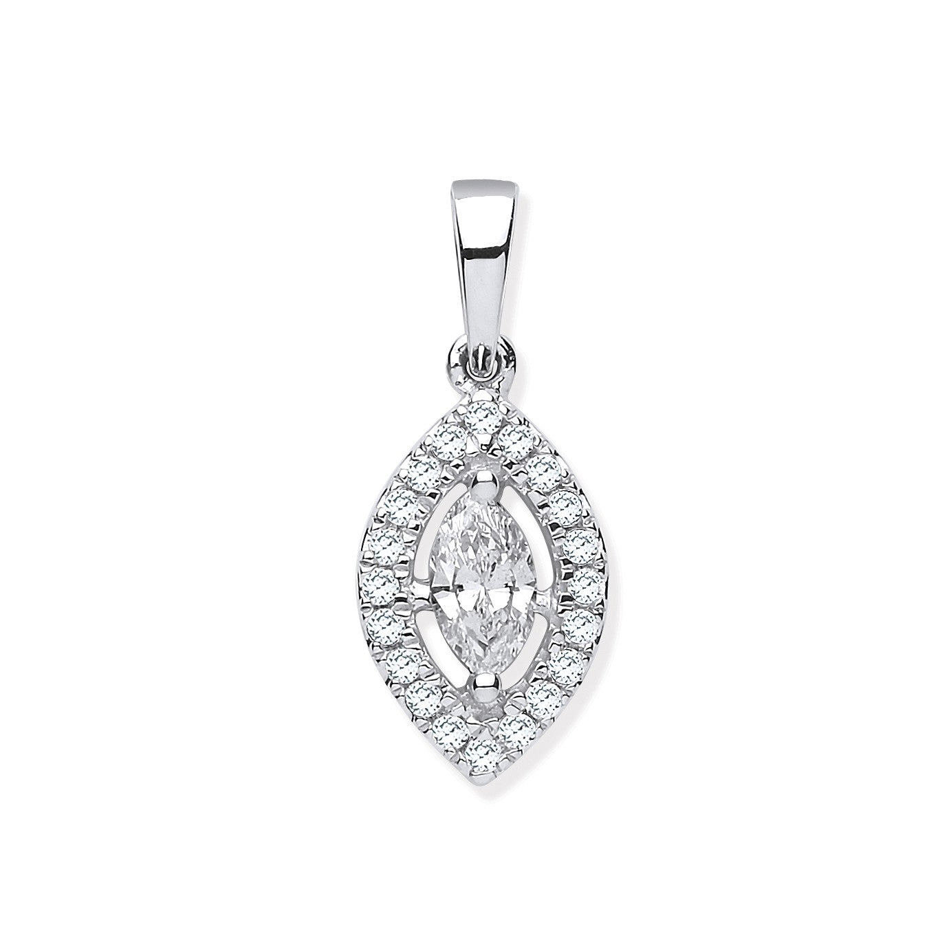White Gold Marquise Shaped Diamond Pendant