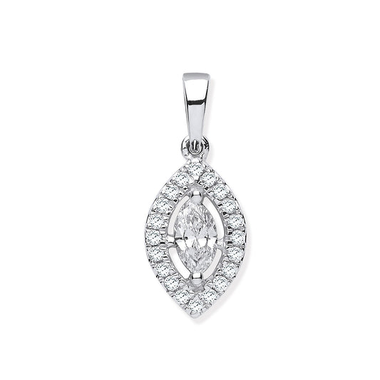 White Gold Marquise Shaped Diamond Pendant