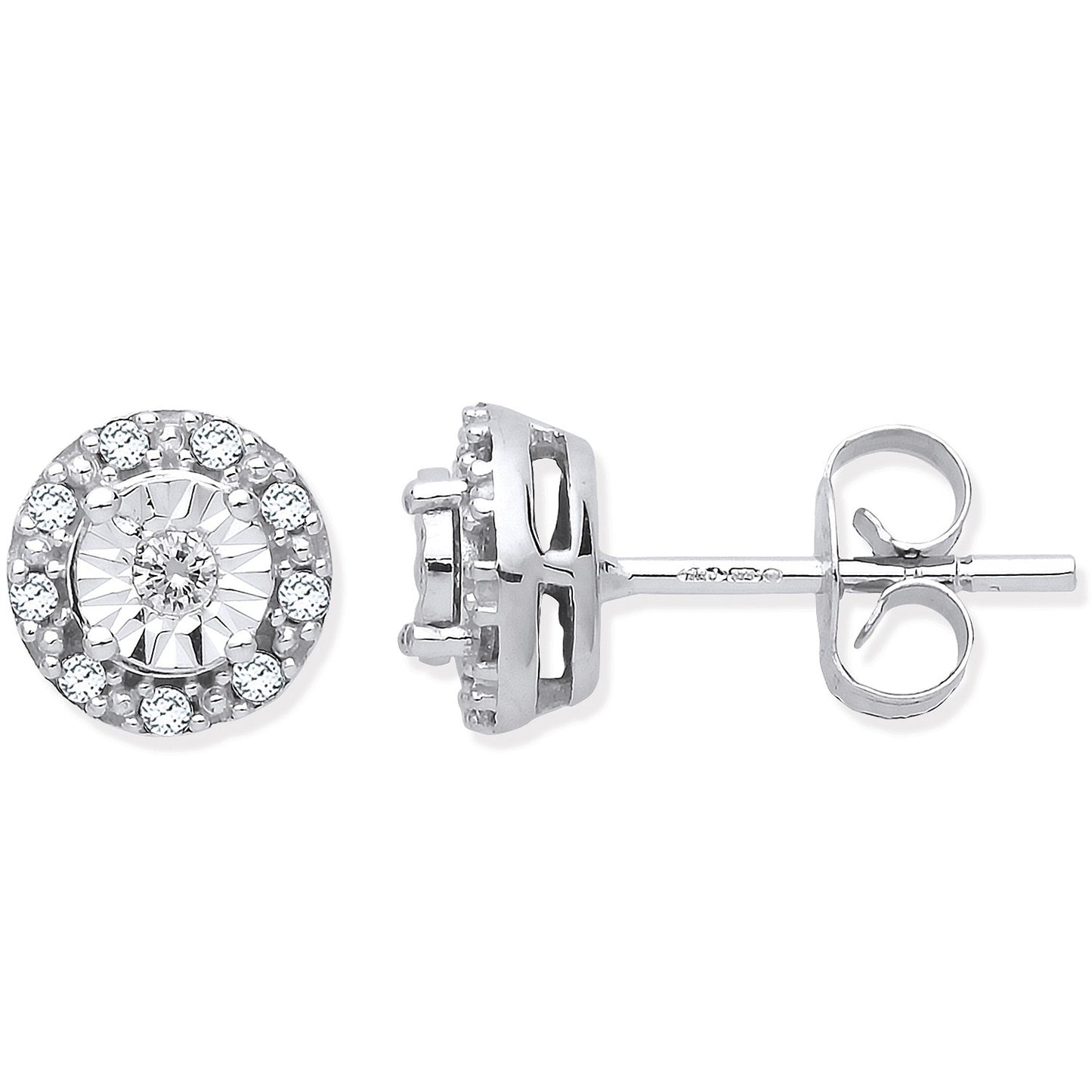 9ct White Gold Diamond Stud Earrings