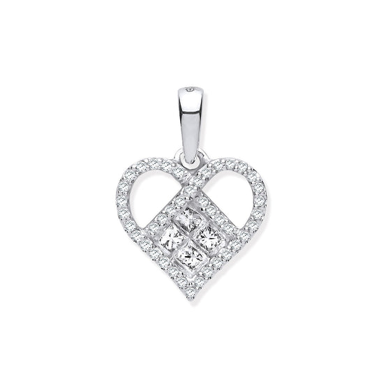 White Gold Heart Diamond Pendant