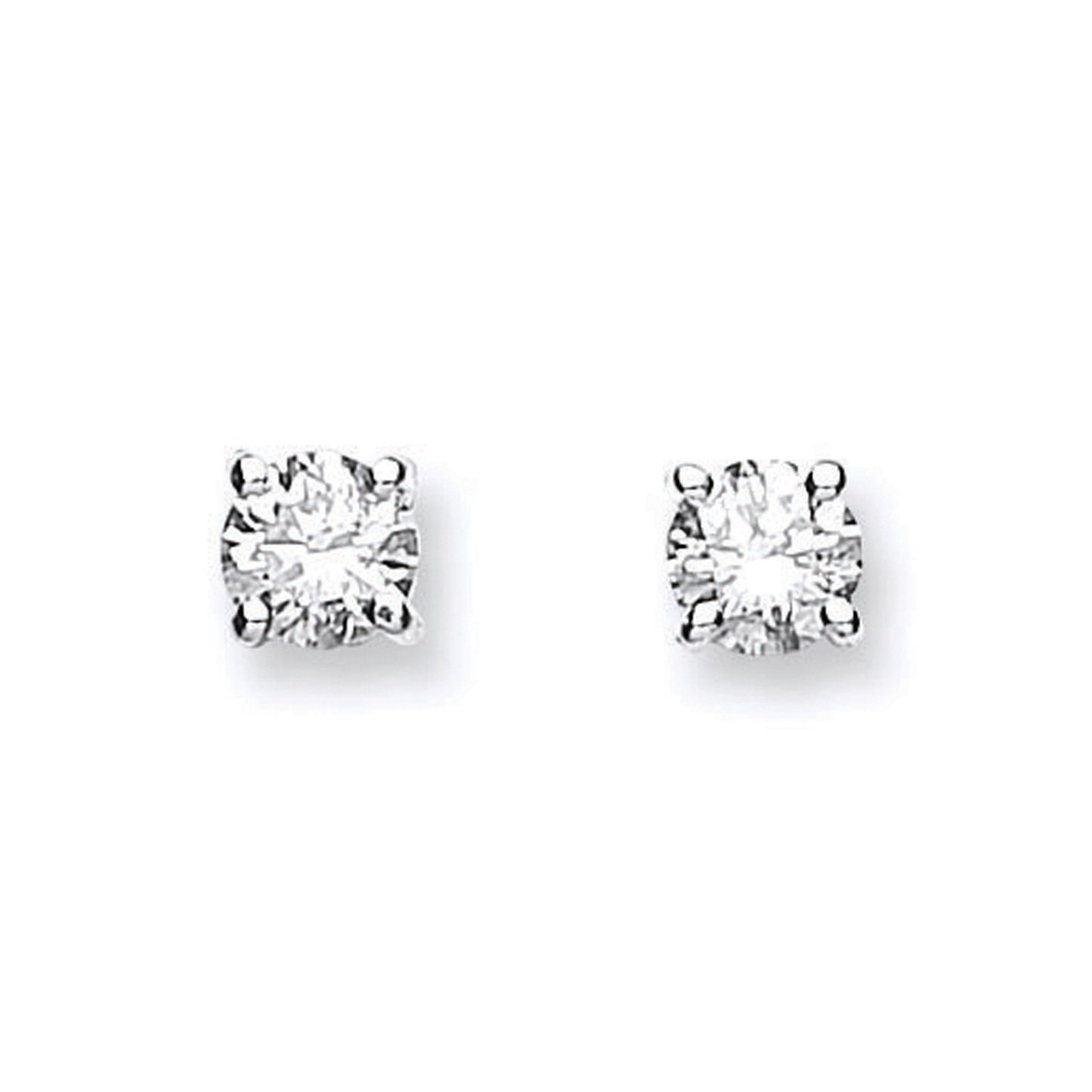 18ct White Gold Claw Set Diamond Stud Earrings