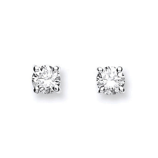 18ct White Gold Claw Set Diamond Stud Earrings