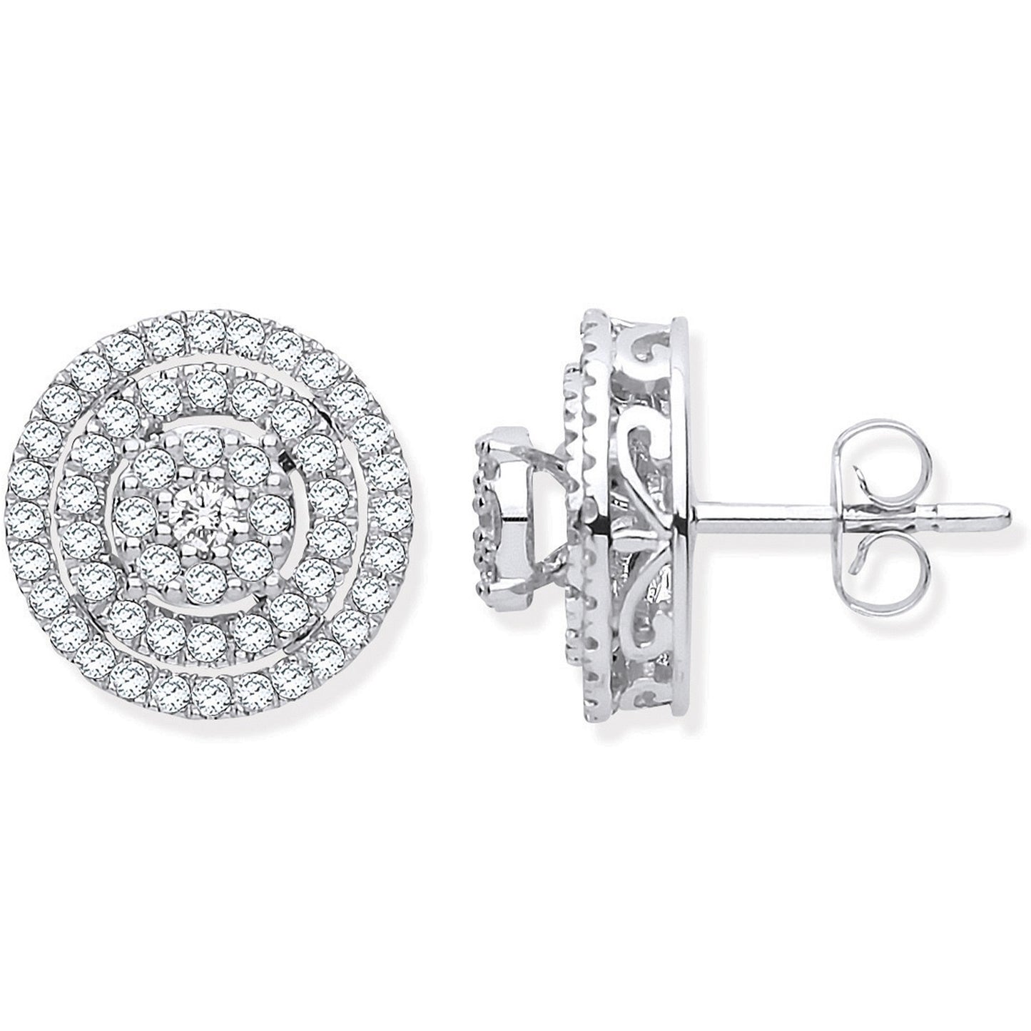 18ct White Gold Diamond Stud Earrings