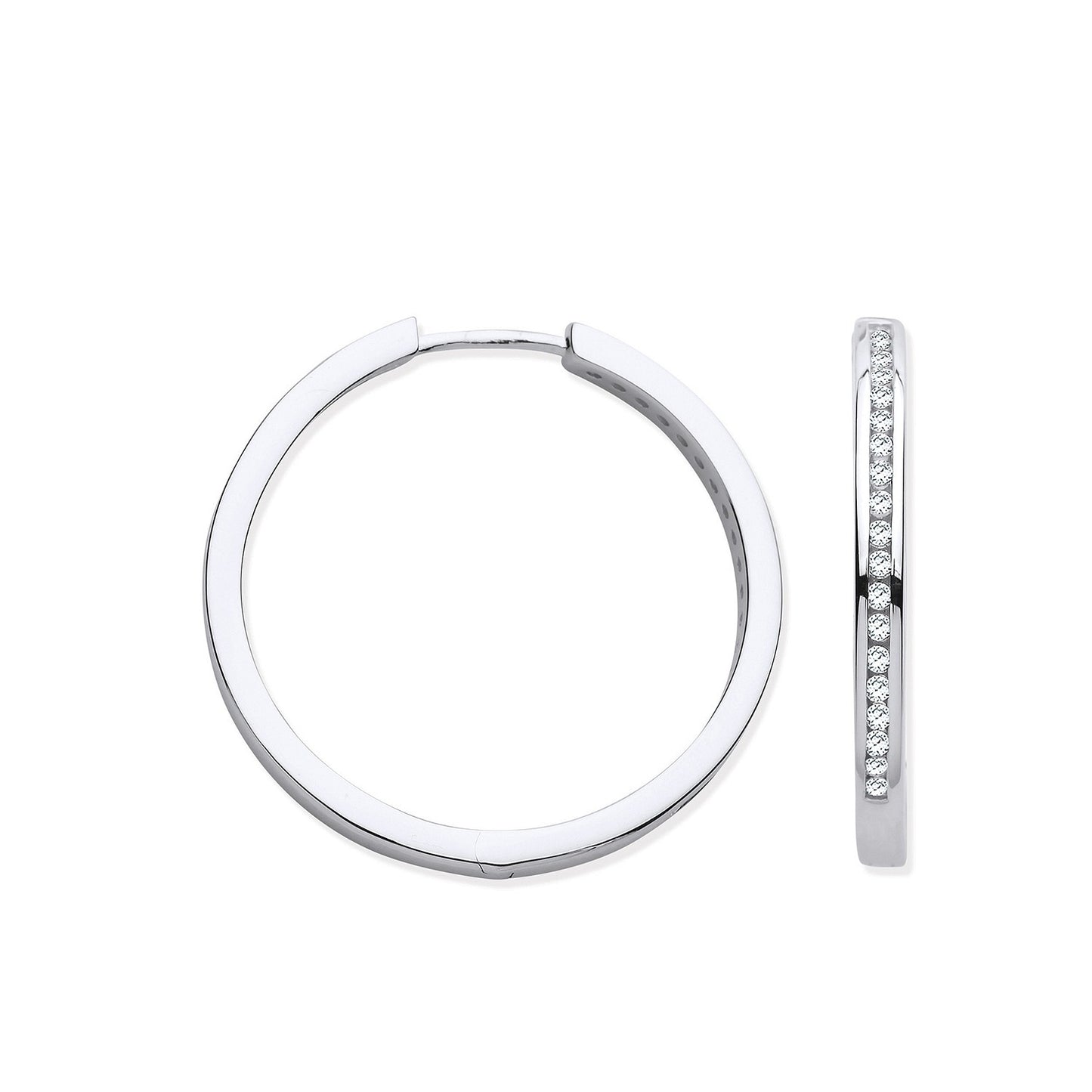 9ct White Gold Diamonds Hoops
