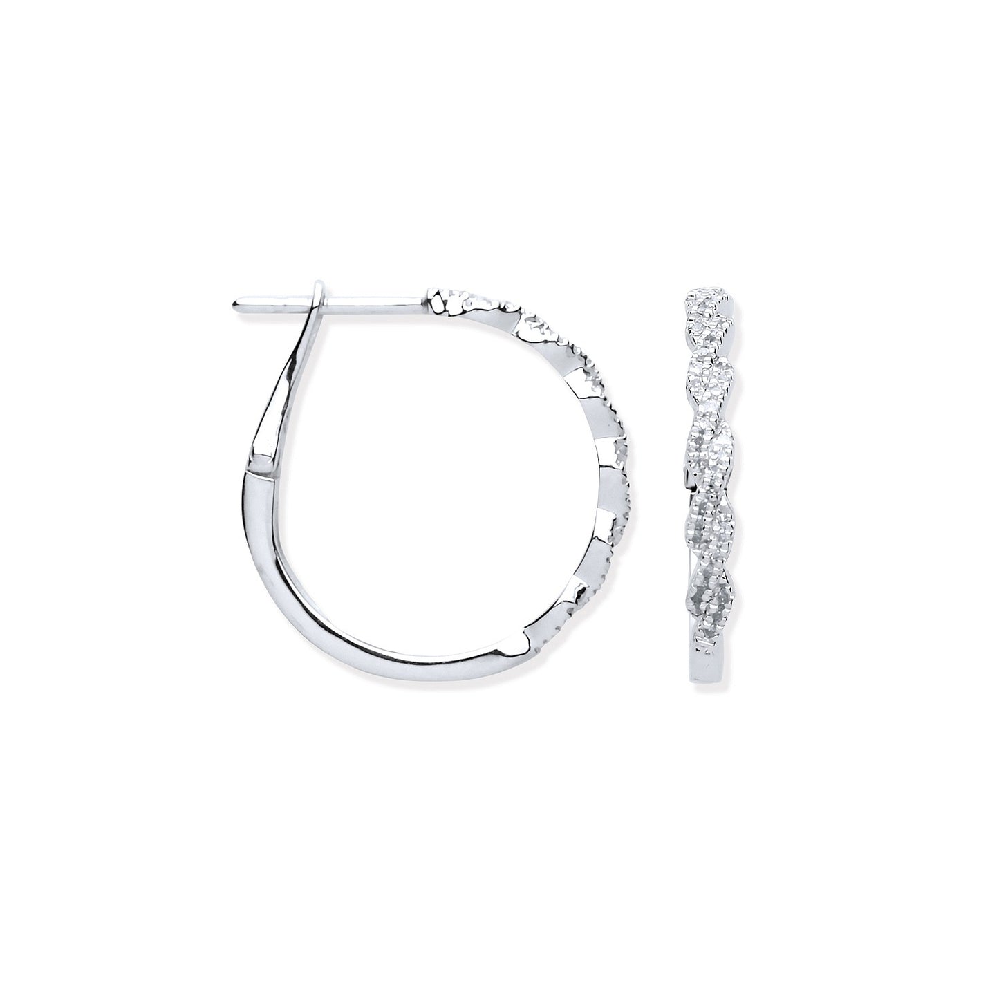 9ct White Gold Twist Hoop Earrings