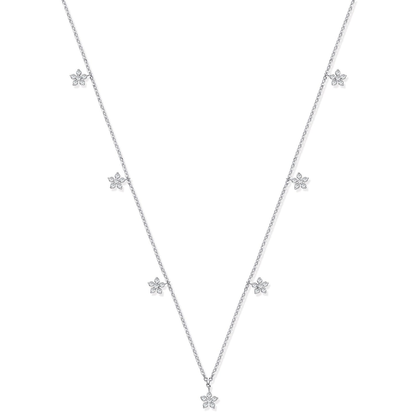 White Gold 7 Florets Pendant Chain