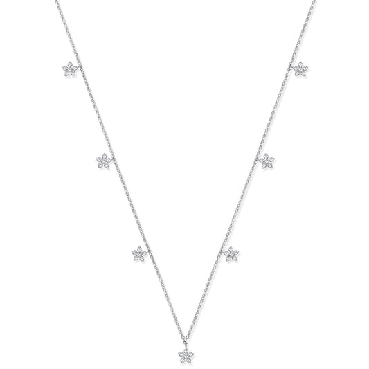 White Gold 7 Florets Pendant Chain