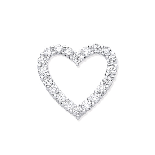 White Gold Heart Shaped Drop Pendant