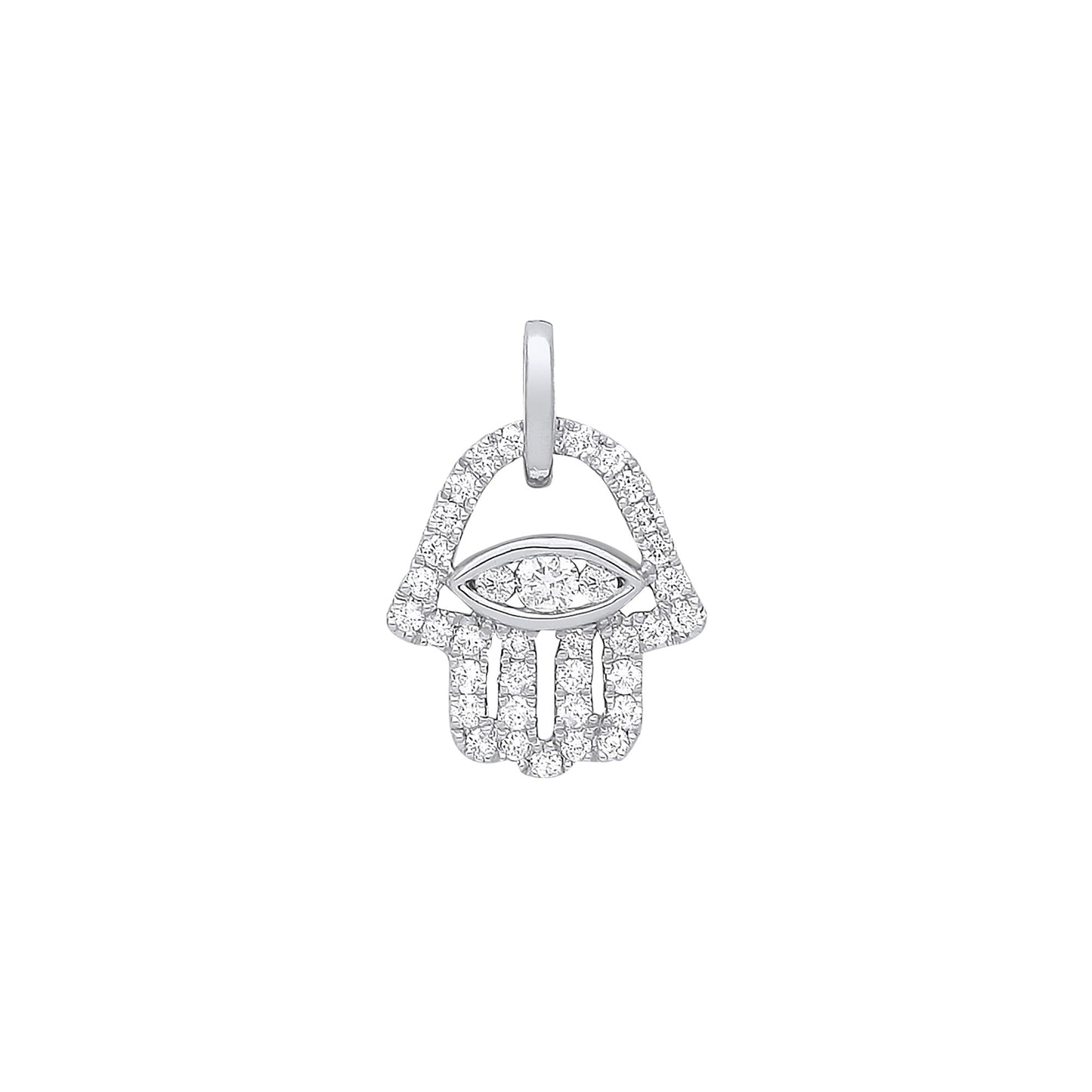 White Gold diamonds Hamsa Pendant