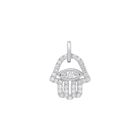 White Gold diamonds Hamsa Pendant