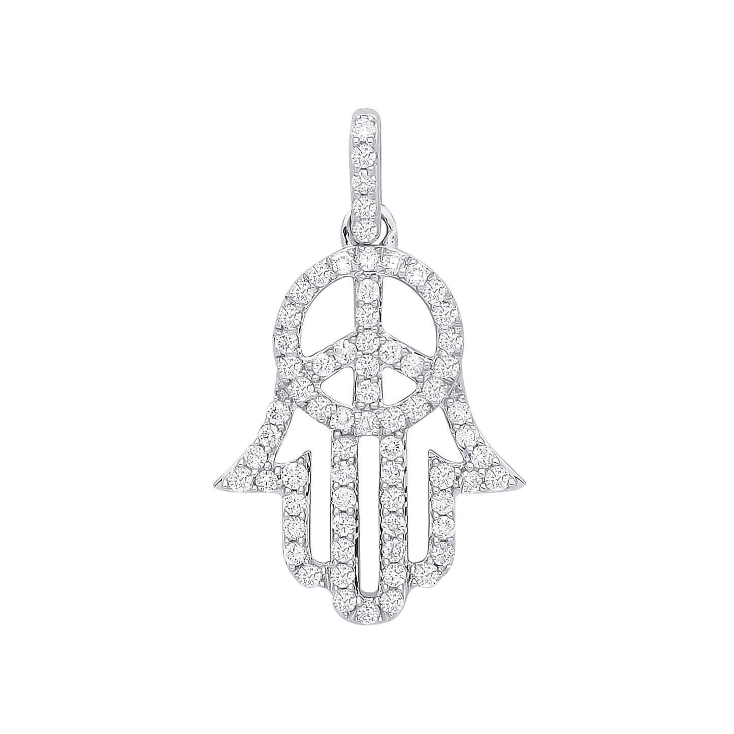 White Gold Diamond Hamsa Pendant