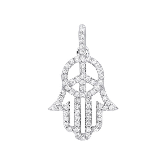 White Gold Diamond Hamsa Pendant