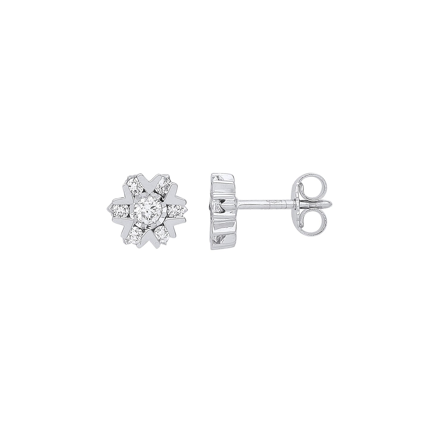 9ct White Gold Diamond Earrings
