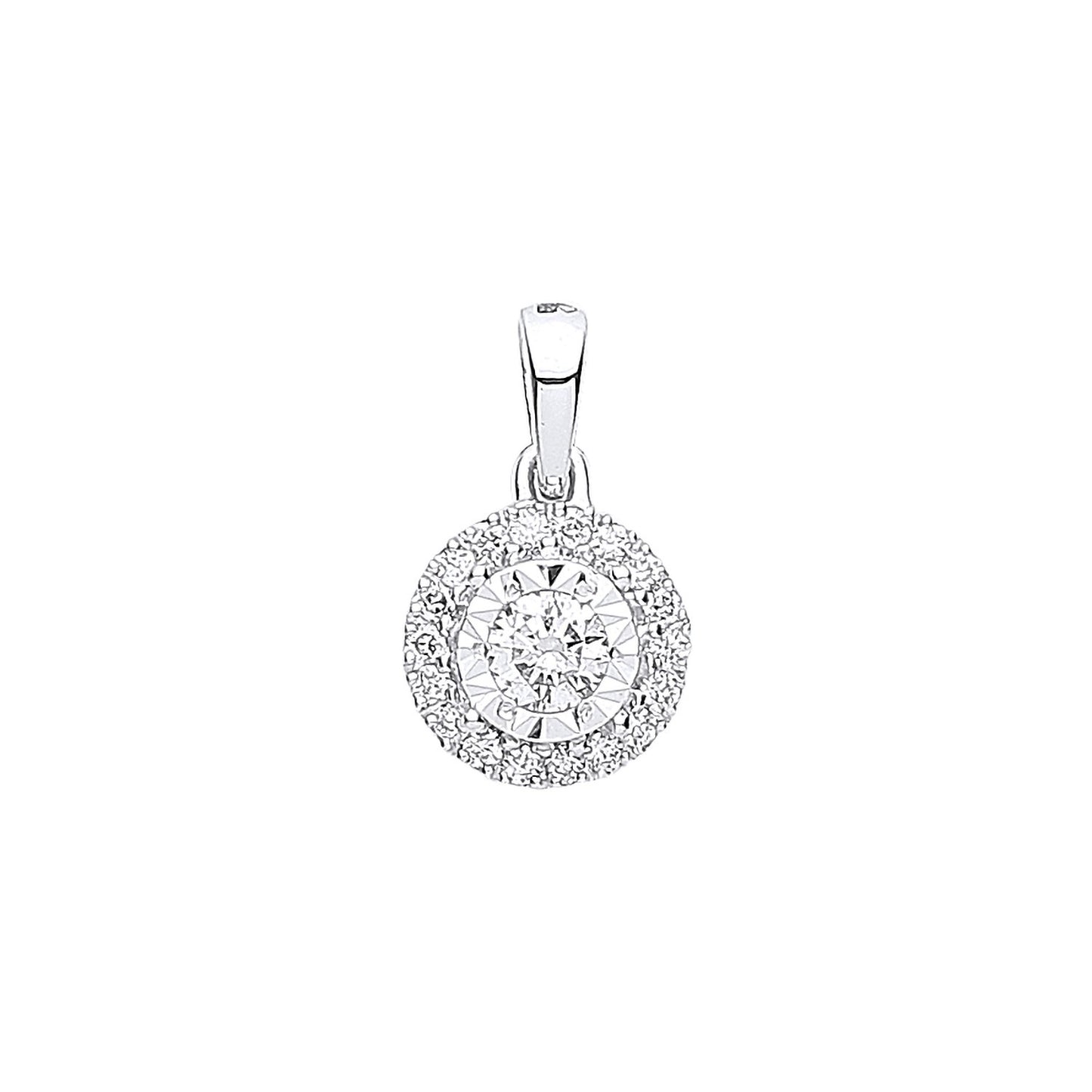 White Gold Halo Diamond Pendant
