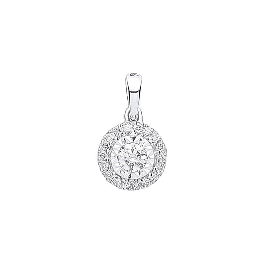 White Gold Halo Diamond Pendant