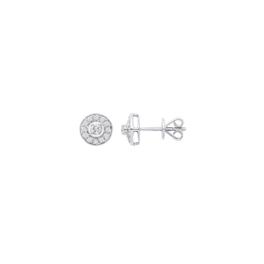18ct White Gold Halo Diamond Studs