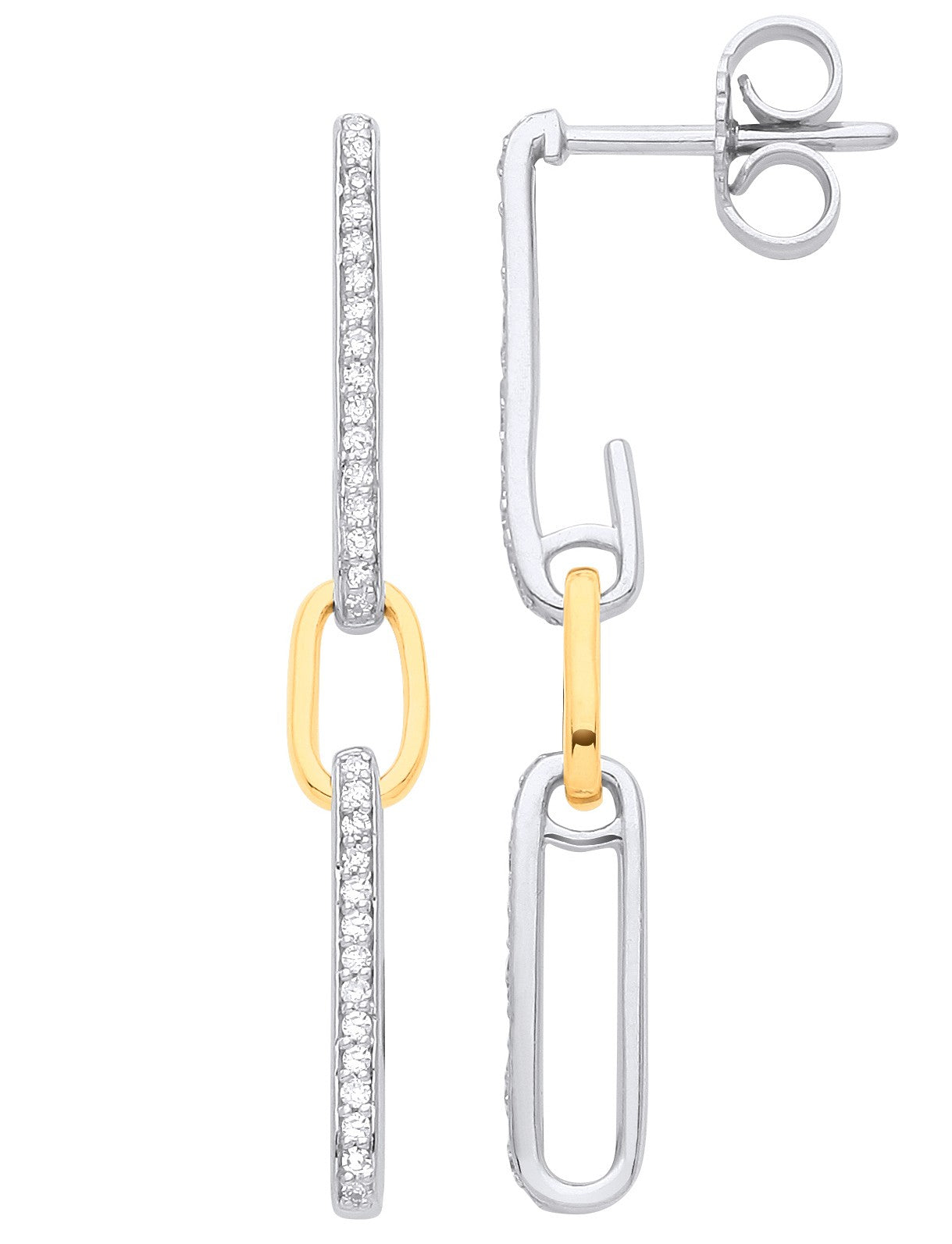 9ct Gold Link Drop Diamond Earrings