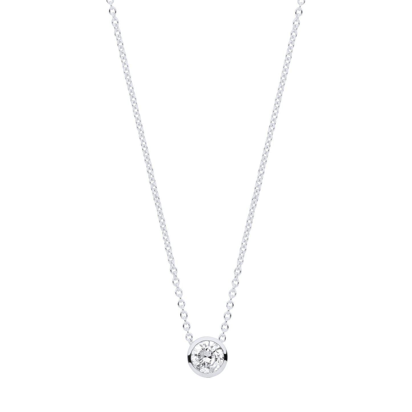 White Gold Rubover Diamond Pendant