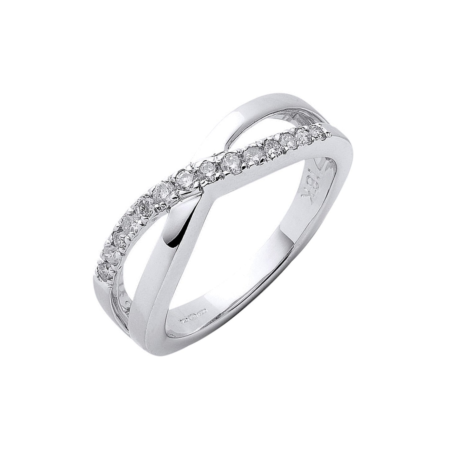 18ct White Gold Crossover Diamond Ring