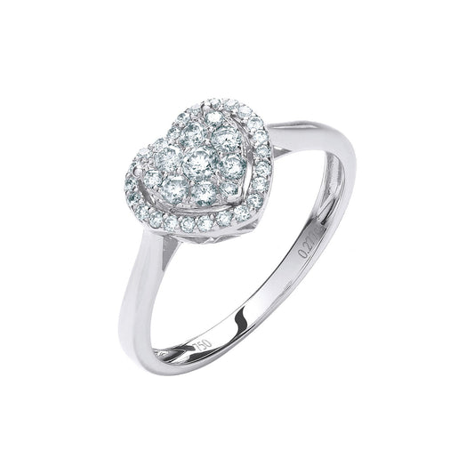 18ct White Gold Diamond Heart Ring