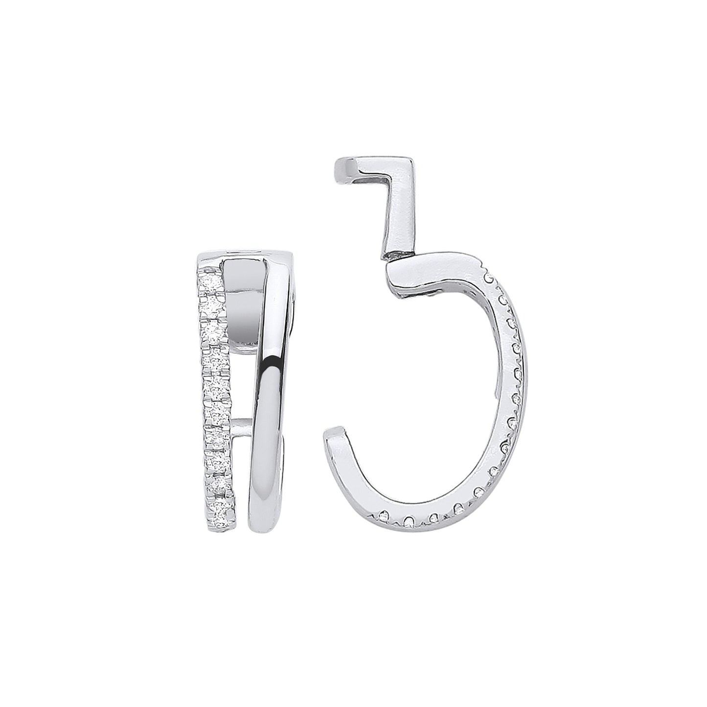 9ct White Gold Single Cuff Earring